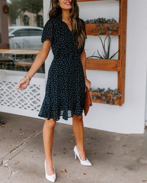 BLACK-POLKA-DOT DRESS