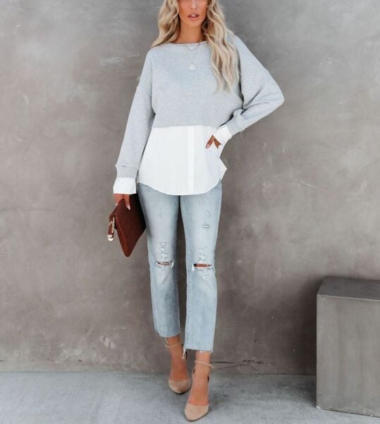 GREY-WHITE TUNIC