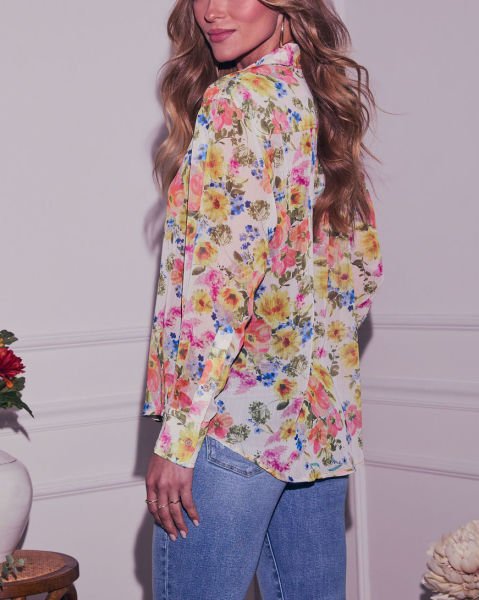 ECRU-PINK-FLORAL SHIRT