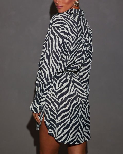 BLACK-ECRU-PRINTED DRESS