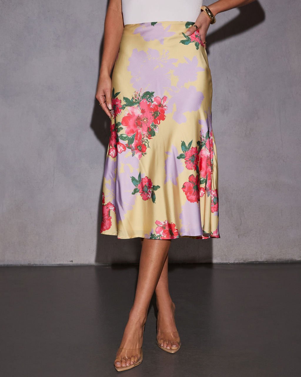 BEIGE-PINK-FLORAL SKIRT