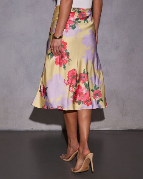 BEIGE-PINK-FLORAL SKIRT