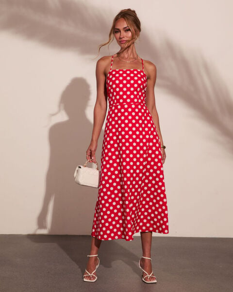 RED-WHITE-POLKADOT DRESS L - RED-WHITE-POLKADOT