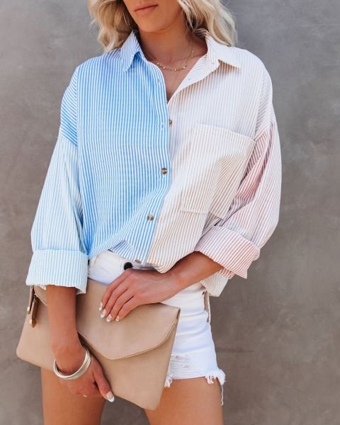 BLUE-PINK-STRIPED SHIRT