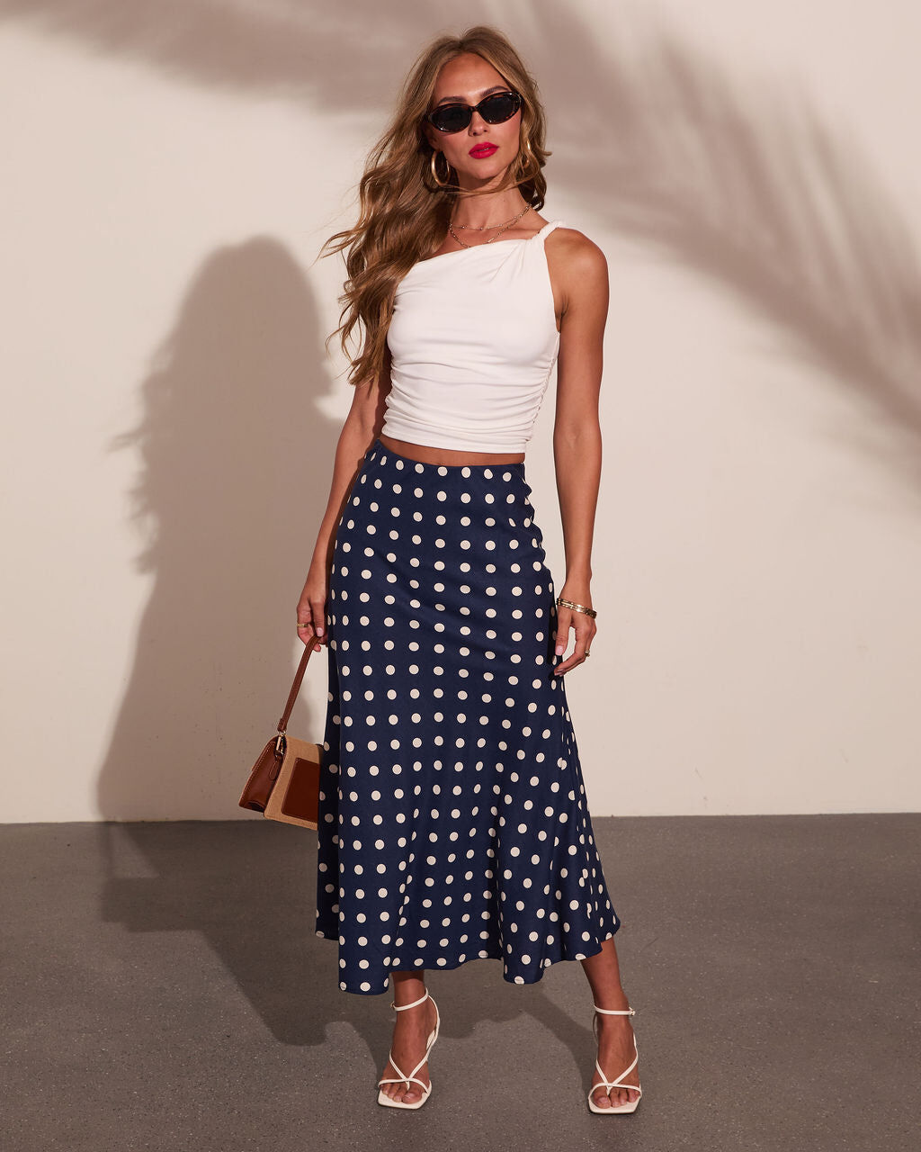 NAVY-WHITE-POLKADOT SKIRT XL - NAVY-WHITE-POLKADOT