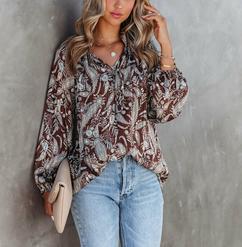 Burgundy-Floral Bluz