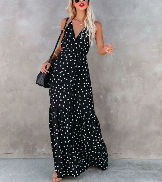 BLACK-POLKA-DOT DRESS