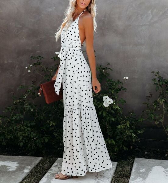 ECRU-POLKA-DOT DRESS