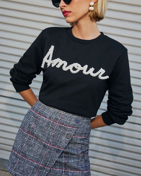 BLACK-ECRU SWEATSHIRT
