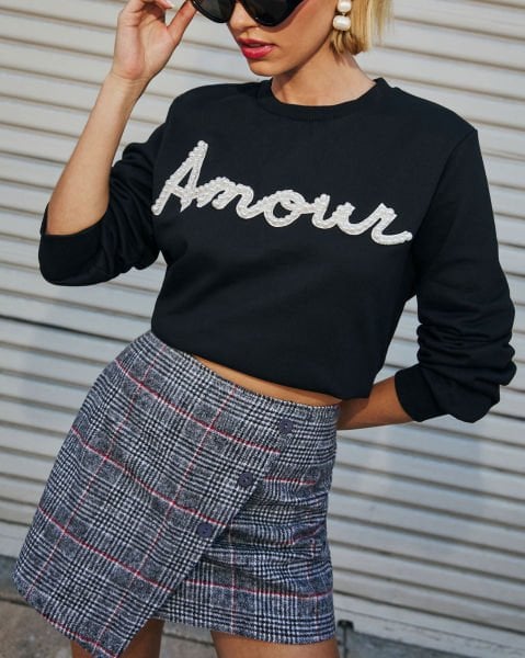 BLACK-ECRU SWEATSHIRT