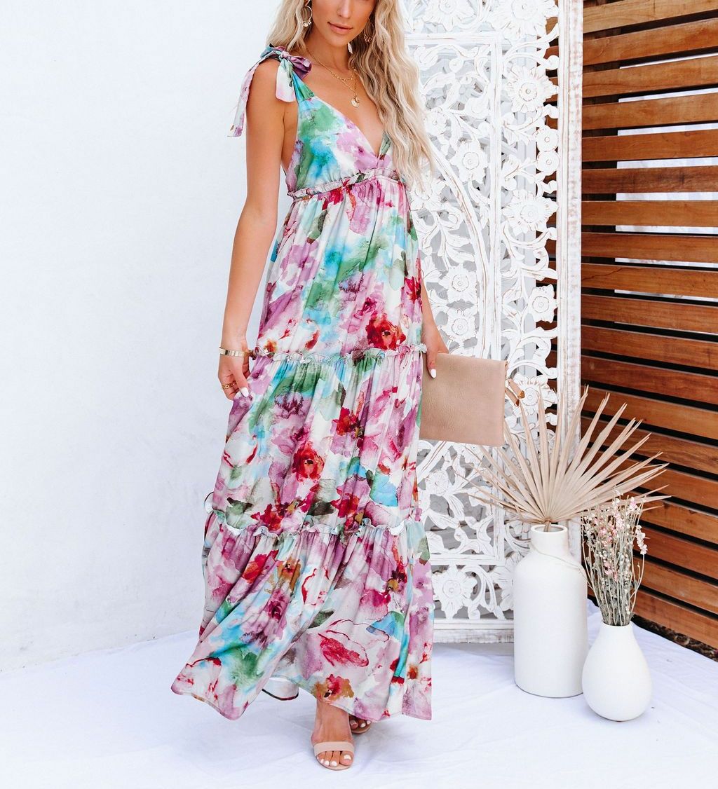 ECRU-PINK-FLORAL DRESS