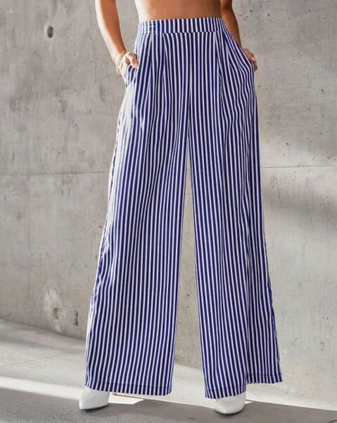 NAVY-ECRU-STRIPED PANTS