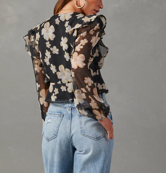 Black-Floral  Gömlek