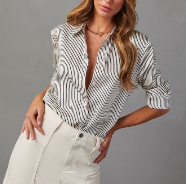 Ecru-Black-Strıped  Gömlek