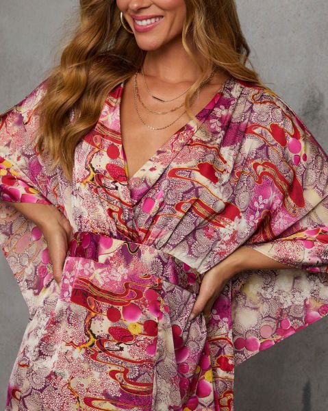 BURGUNDY-ECRU-PRINTED-DRESS