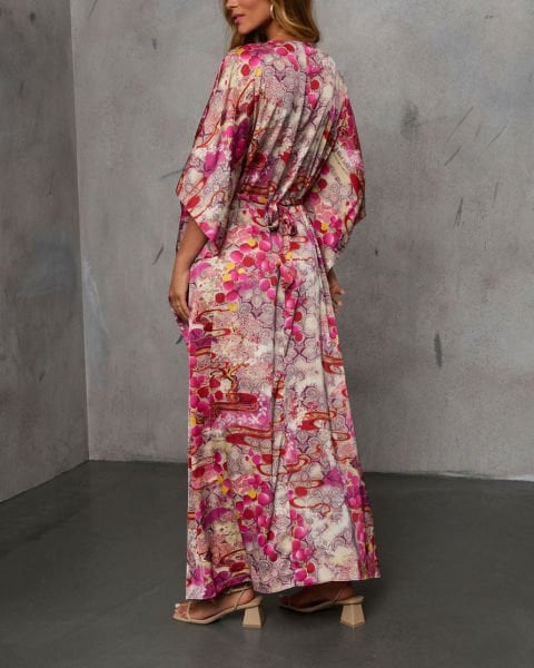 BURGUNDY-ECRU-PRINTED-DRESS