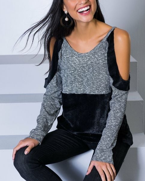 GREY-BLACK-BLOUSE