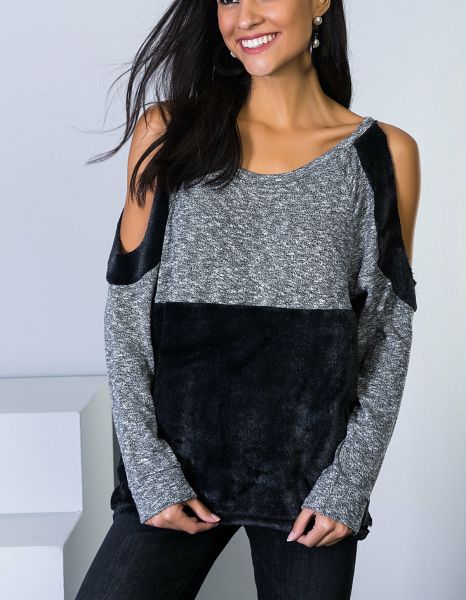 GREY-BLACK-BLOUSE