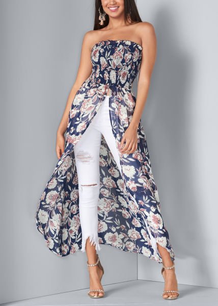 NAVY-PINK-PRINTED TUNIC