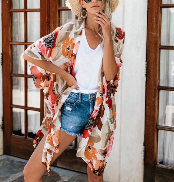 MULTICOLOR-FLORAL KİMONO