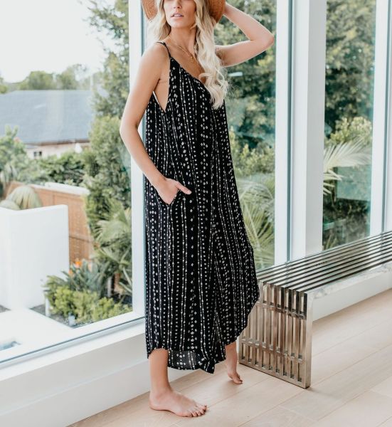 BLACK-ECRU-PRINTED TULUM