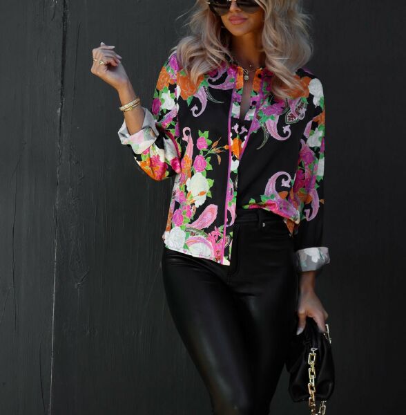 Shırt Black-Pınk-Floral Nd25196