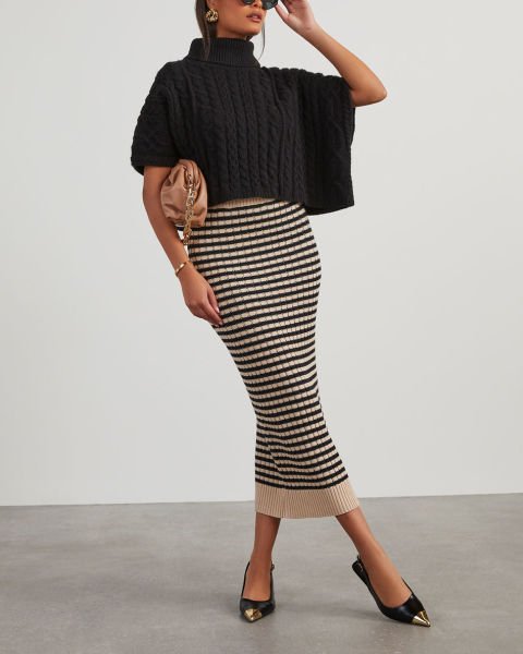 BEIGE-BLACK-STRIPED-SKIRT