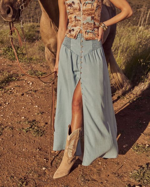 LIGHT-BLUE JEANS SKIRT