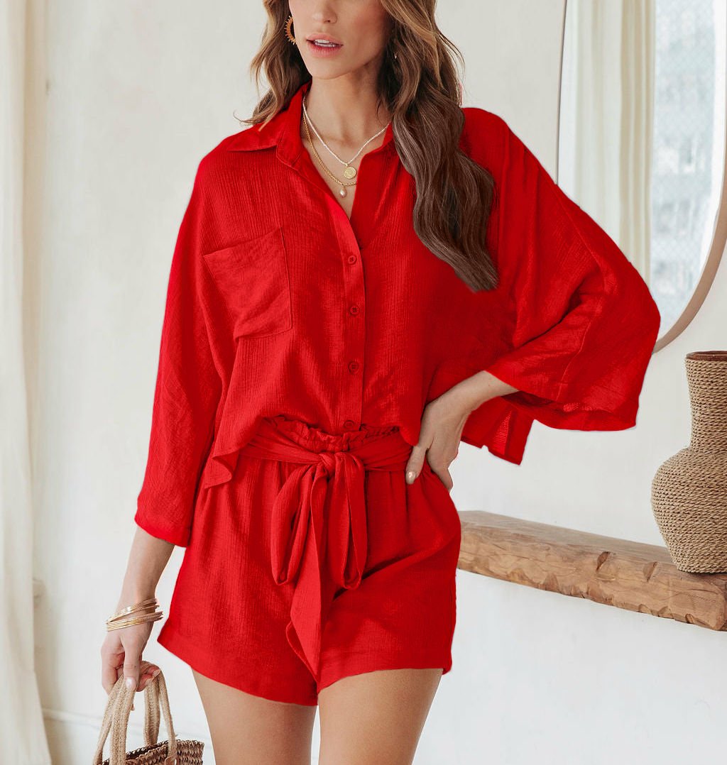 RED SHIRT-SHORT-SET