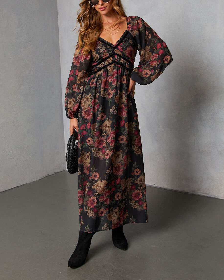 BLACK-FLORAL DRESS