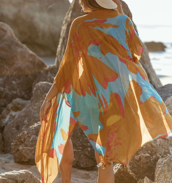 CINNAMON-MINT-PRINTED KİMONO