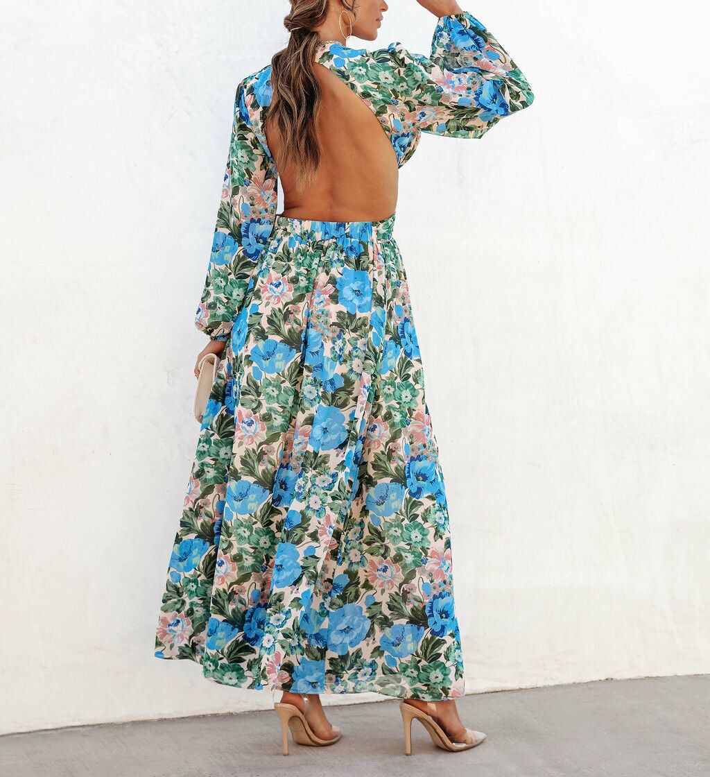 Dress Blue-Floral Nd25220