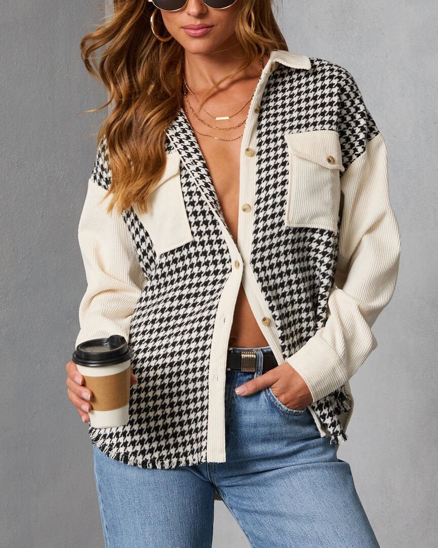 ECRU-BLACK-PLAID SHIRT