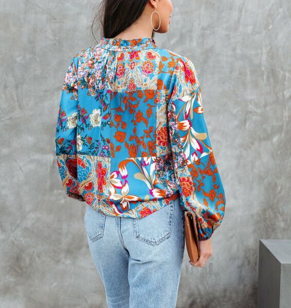 Blouse Blue-Floral Nd25240