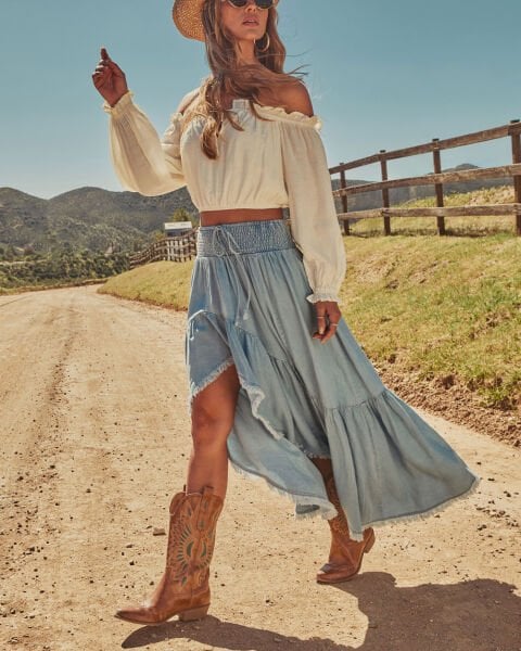LIGHT-BLUE JEANS SKIRT