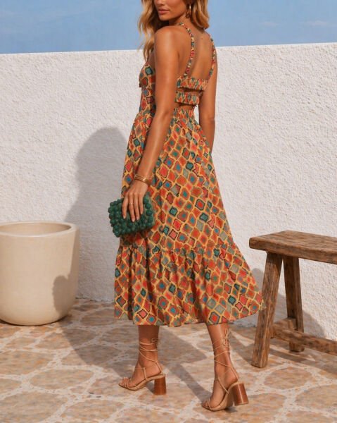 MULTICOLOR-PRINTED DRESS L - MULTICOLOR-PRINTED