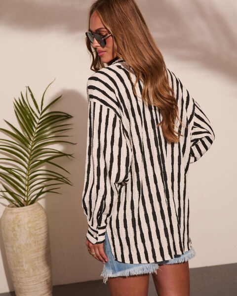 BLACK-ECRU-PRINTED SHIRT
