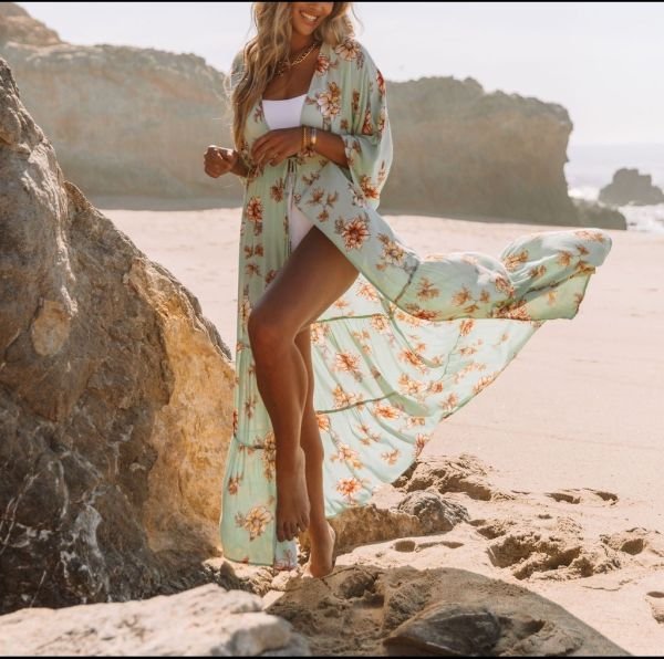 MINT-FLORAL KİMONO