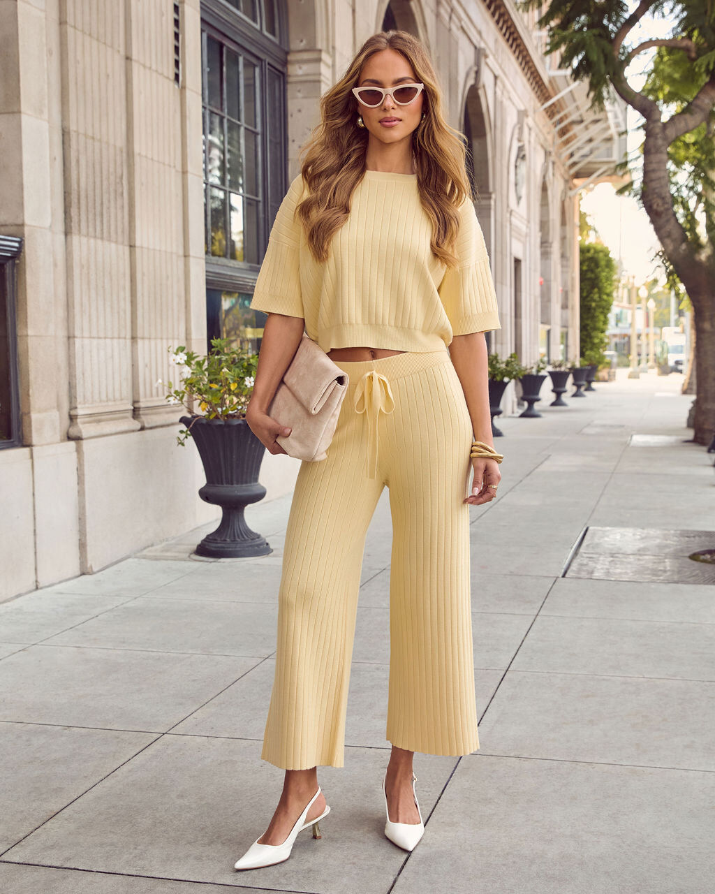 LIGHT-YELLOW PANTS M - LIGHT-YELLOW