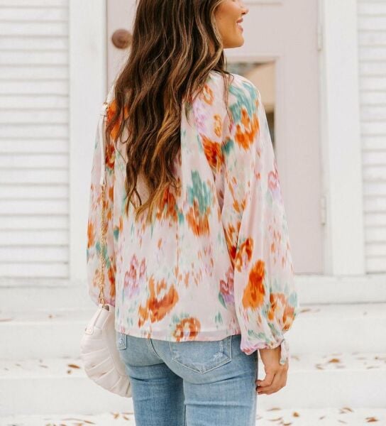 ECRU-FLORAL BLOUSE
