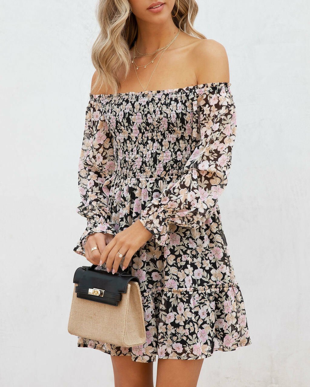 Dress Black-Pınk-Floral Nd25321