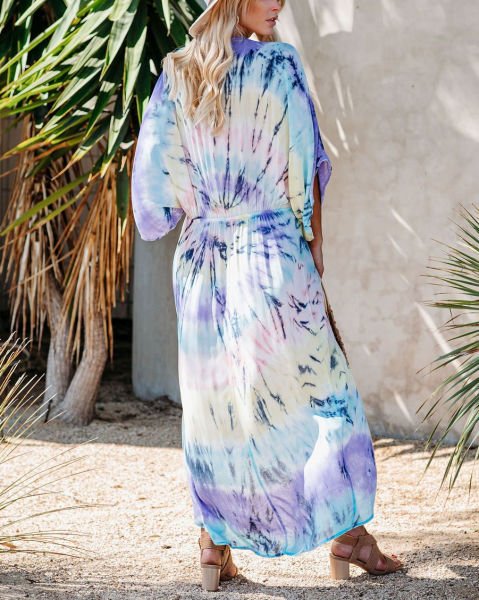 BLUE-BATIK-PRINTED KIMONO
