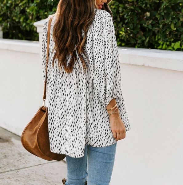 ECRU-BLACK-PRINTED BLOUSE