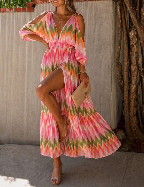 MULTICOLOR-PRINTED DRESS S - MULTICOLOR-PRINTED