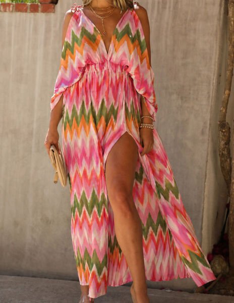 MULTICOLOR-PRINTED DRESS S - MULTICOLOR-PRINTED