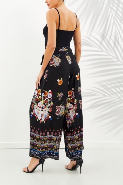 BLACK-ETHNIC-PRINT PANTS