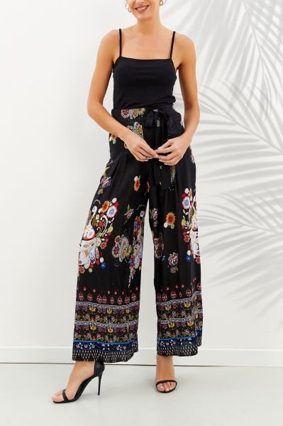 BLACK-ETHNIC-PRINT PANTS