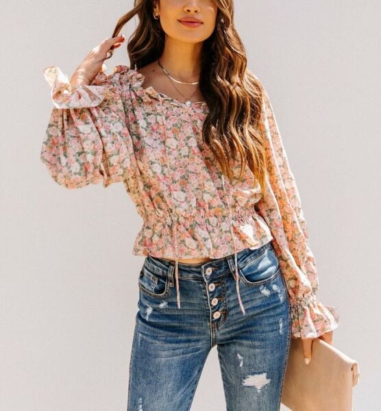 PINK-FLORAL BLOUSE