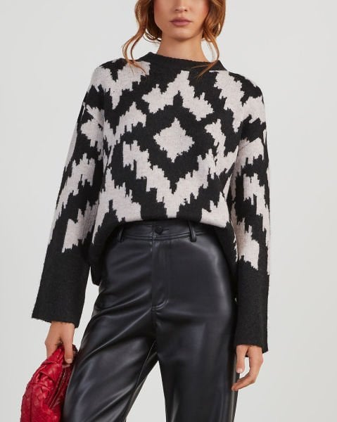 BLACK-ECRU-PRINTED-SWEATERS