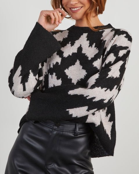 BLACK-ECRU-PRINTED-SWEATERS